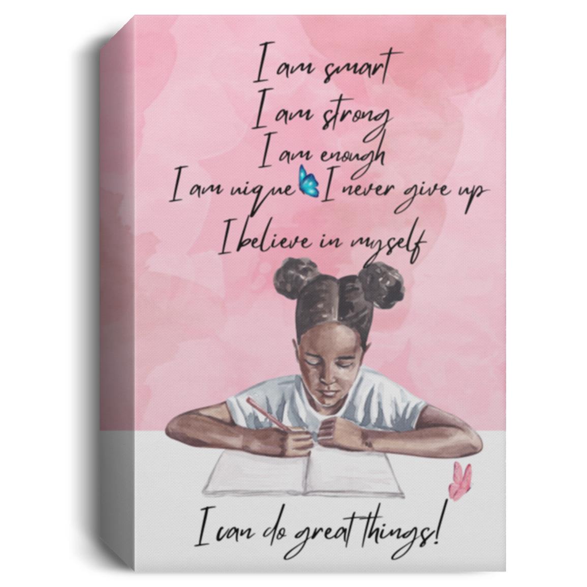 I Am SMART Wall ART Canvas Painting | Good Gift for Daughter from Mom, Gift from Dad, Gift from Grandpa, Gift from Grandma