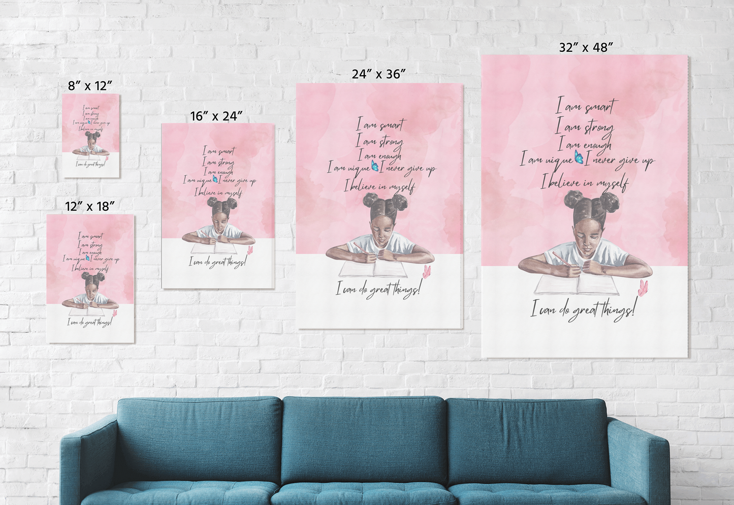 I Am SMART Wall ART Canvas Painting | Good Gift for Daughter from Mom, Gift from Dad, Gift from Grandpa, Gift from Grandma