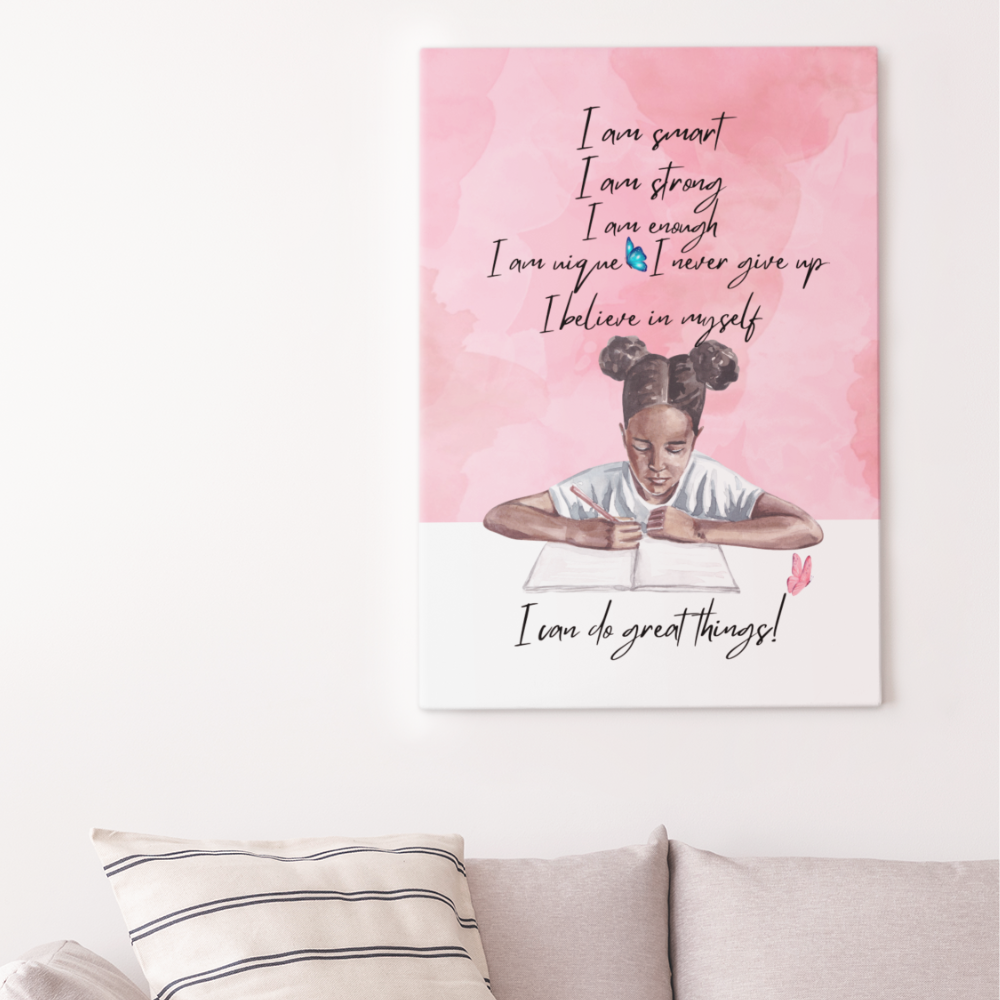 I Am SMART Wall ART Canvas Painting | Good Gift for Daughter from Mom, Gift from Dad, Gift from Grandpa, Gift from Grandma