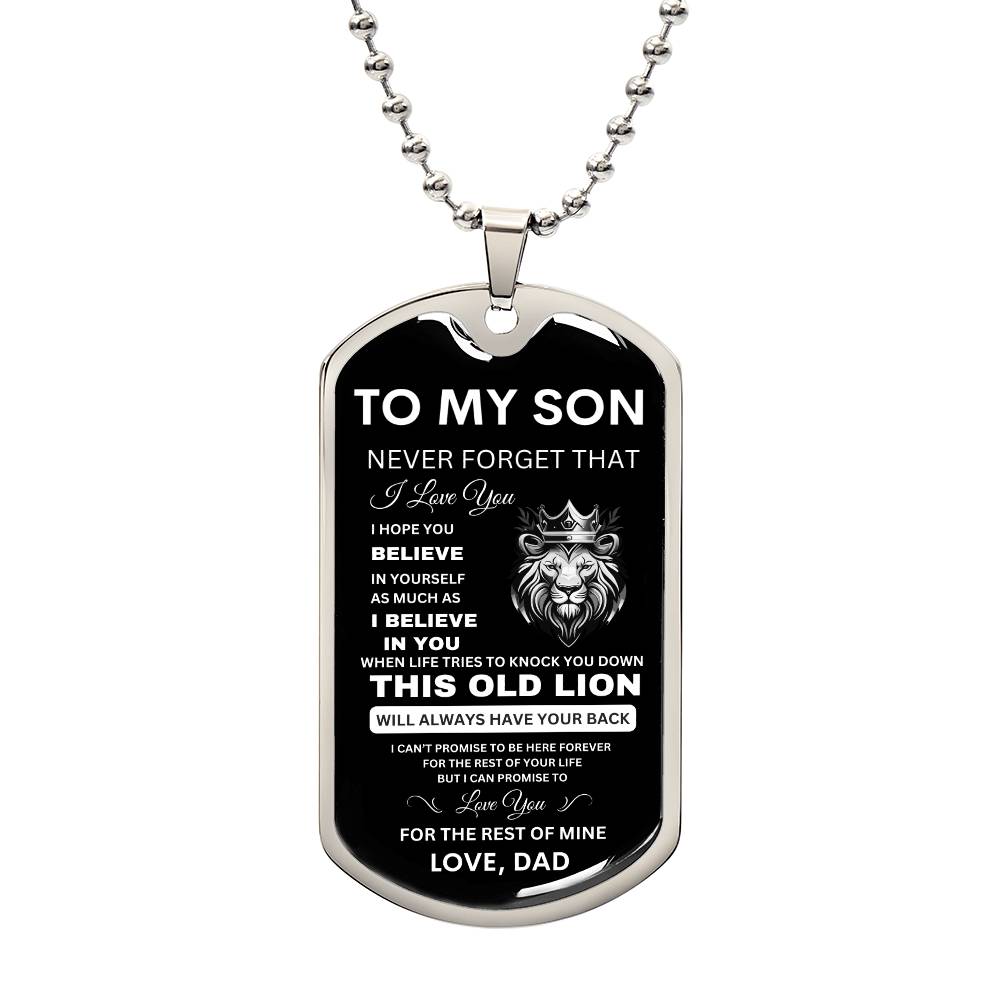 To My Son Personalized Dog Tag Chain | Unique Gift for Son from Dad, Military Dog Tag Necklace