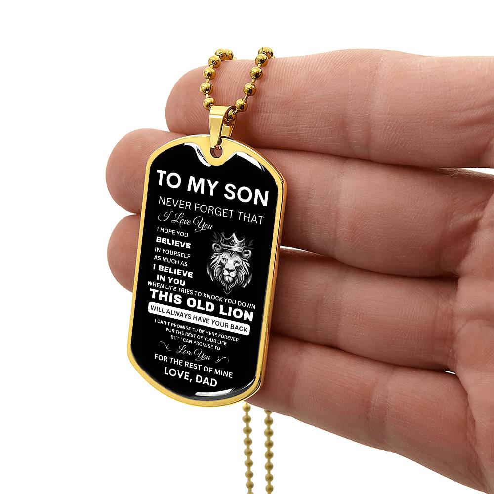 To My Son Personalized Dog Tag Chain | Unique Gift for Son from Dad, Military Dog Tag Necklace