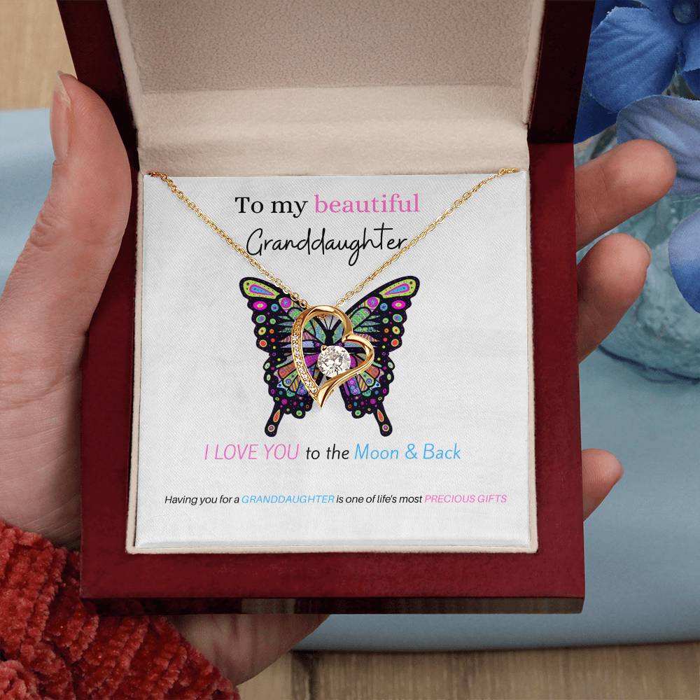 To My Beautiful Granddaughter | Perfect Gift for Granddaughter from Grandma, Gift from Grandpa, Forever Love Necklace