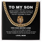 To My Son Chain Necklace | Perfect Gift for Son from Mom, Cuban Chain Necklace with Message Card