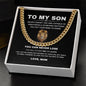 To My Son Chain Necklace | Perfect Gift for Son from Mom, Cuban Chain Necklace with Message Card