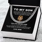 To My Son Chain Necklace | Perfect Gift for Son from Mom, Cuban Chain Necklace with Message Card
