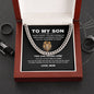 To My Son Chain Necklace | Perfect Gift for Son from Mom, Cuban Chain Necklace with Message Card