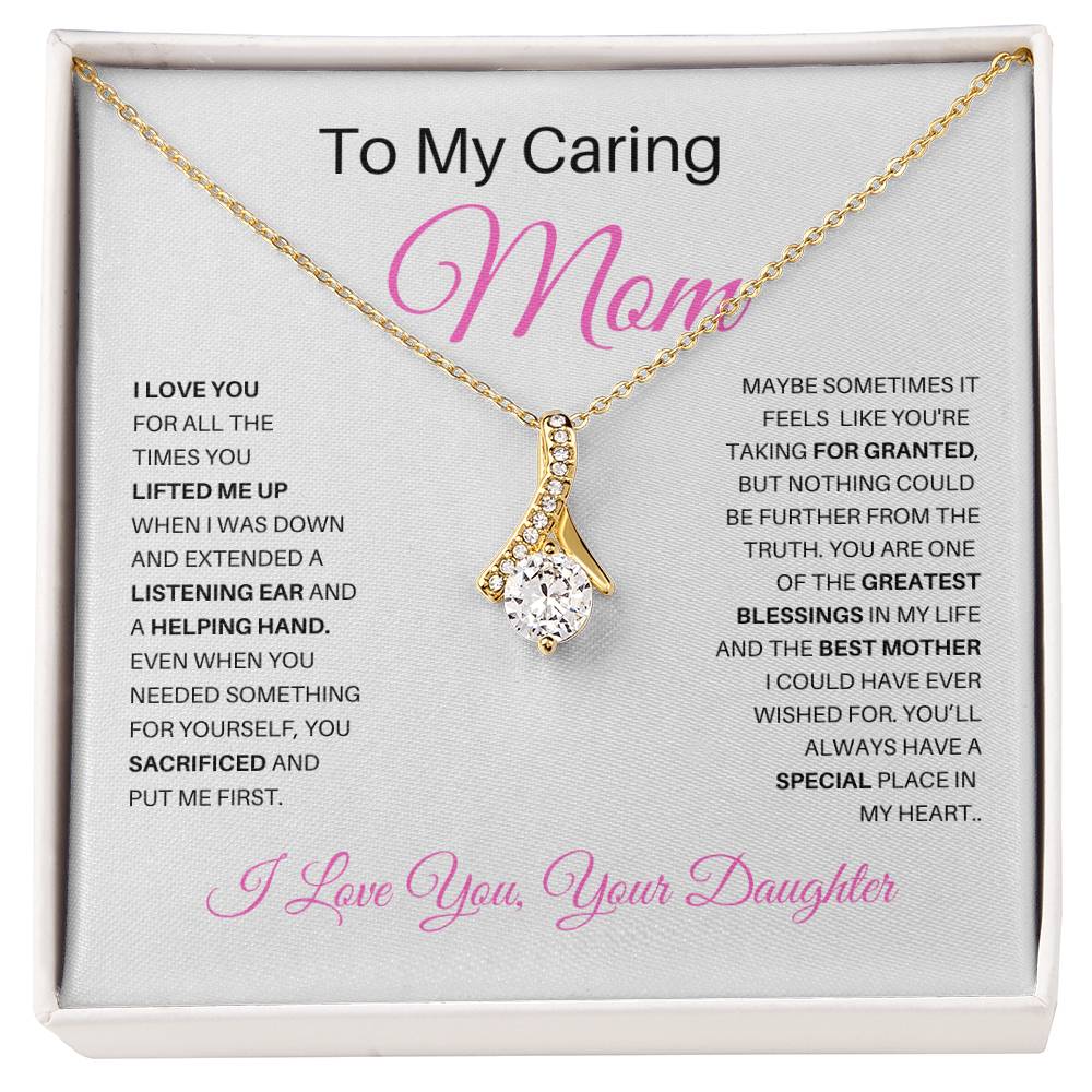 Perfect Gifts for Mom From Daughter | To My Caring Mom Gift, Gift for Mom Alluring Beauty Necklace