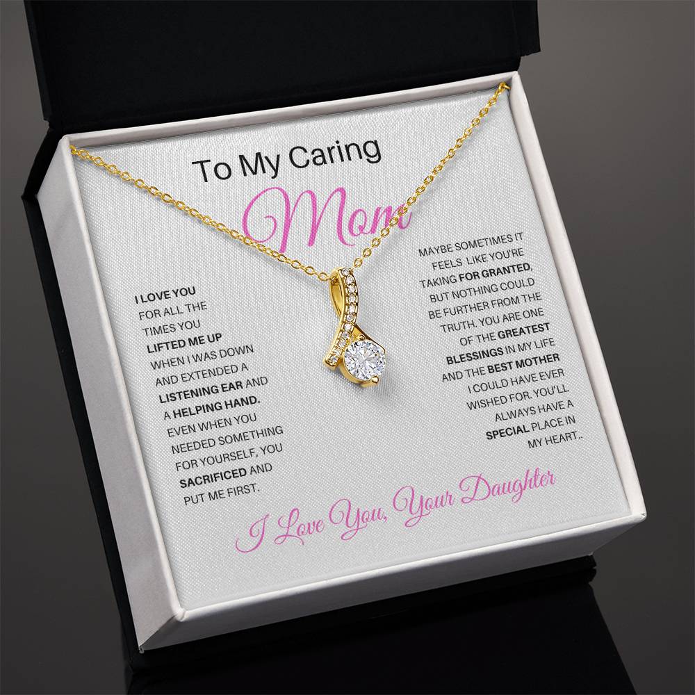Perfect Gifts for Mom From Daughter | To My Caring Mom Gift, Gift for Mom Alluring Beauty Necklace