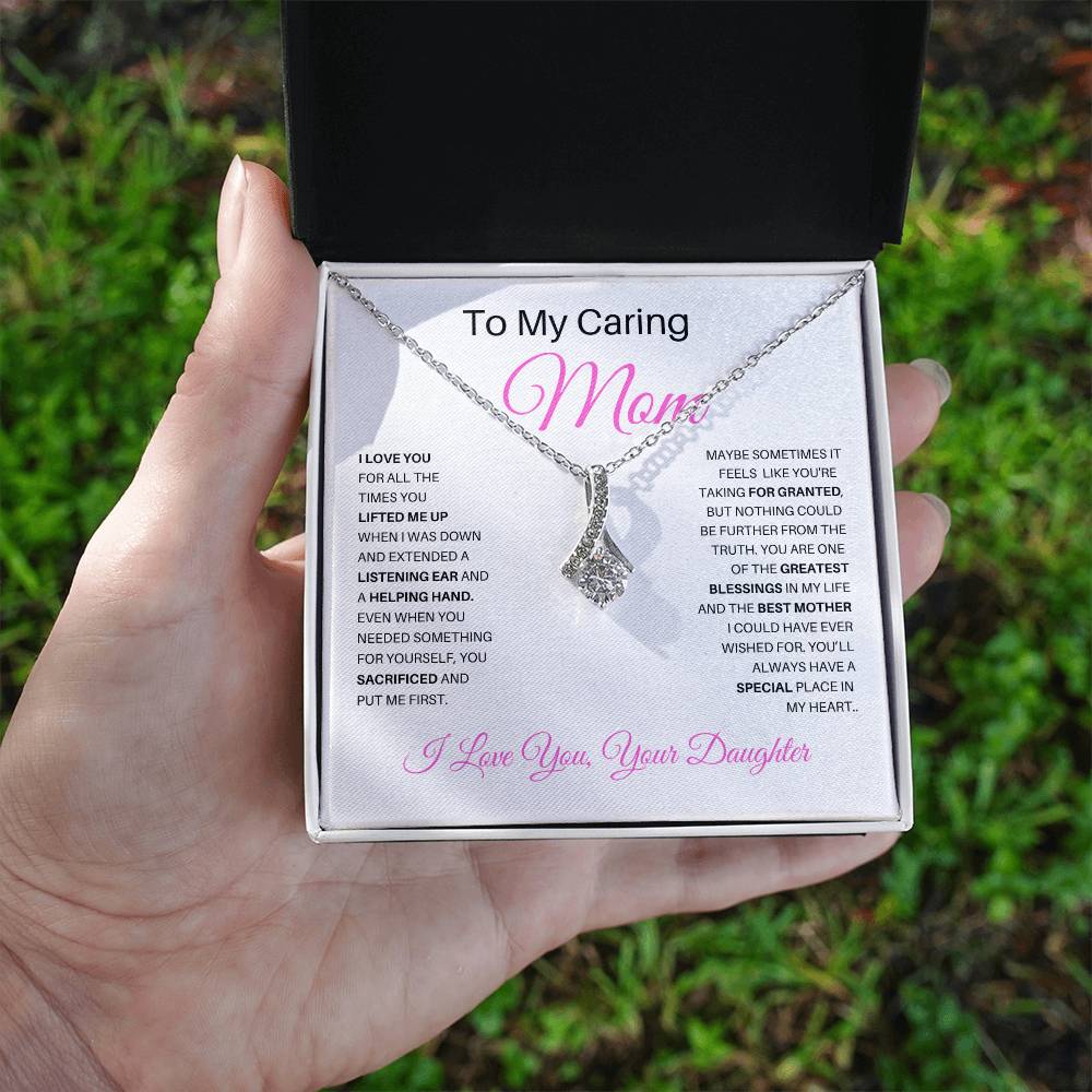 Perfect Gifts for Mom From Daughter | To My Caring Mom Gift, Gift for Mom Alluring Beauty Necklace