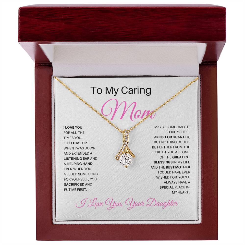 Perfect Gifts for Mom From Daughter | To My Caring Mom Gift, Gift for Mom Alluring Beauty Necklace