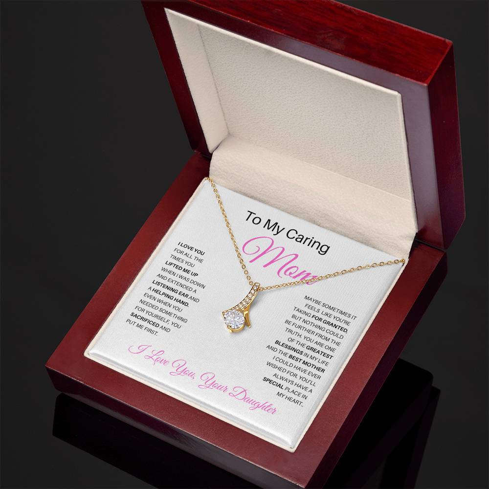 Perfect Gifts for Mom From Daughter | To My Caring Mom Gift, Gift for Mom Alluring Beauty Necklace