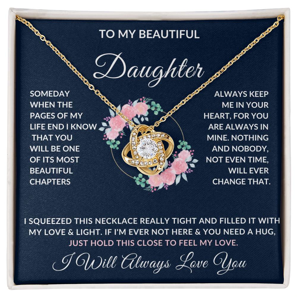 To My Daughter Necklace | Useful Gift for Daughter from Dad or Mom, Daughter Gift, Love Knot Necklace