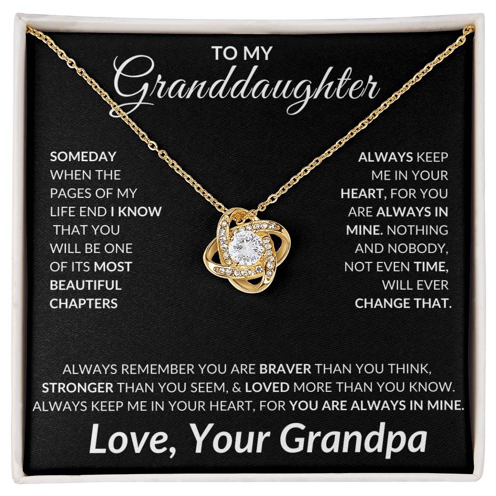 To My Granddaughter Love Knot Necklace | Unique Gift for Granddaughter from Grandpa, Gift from Grandpa