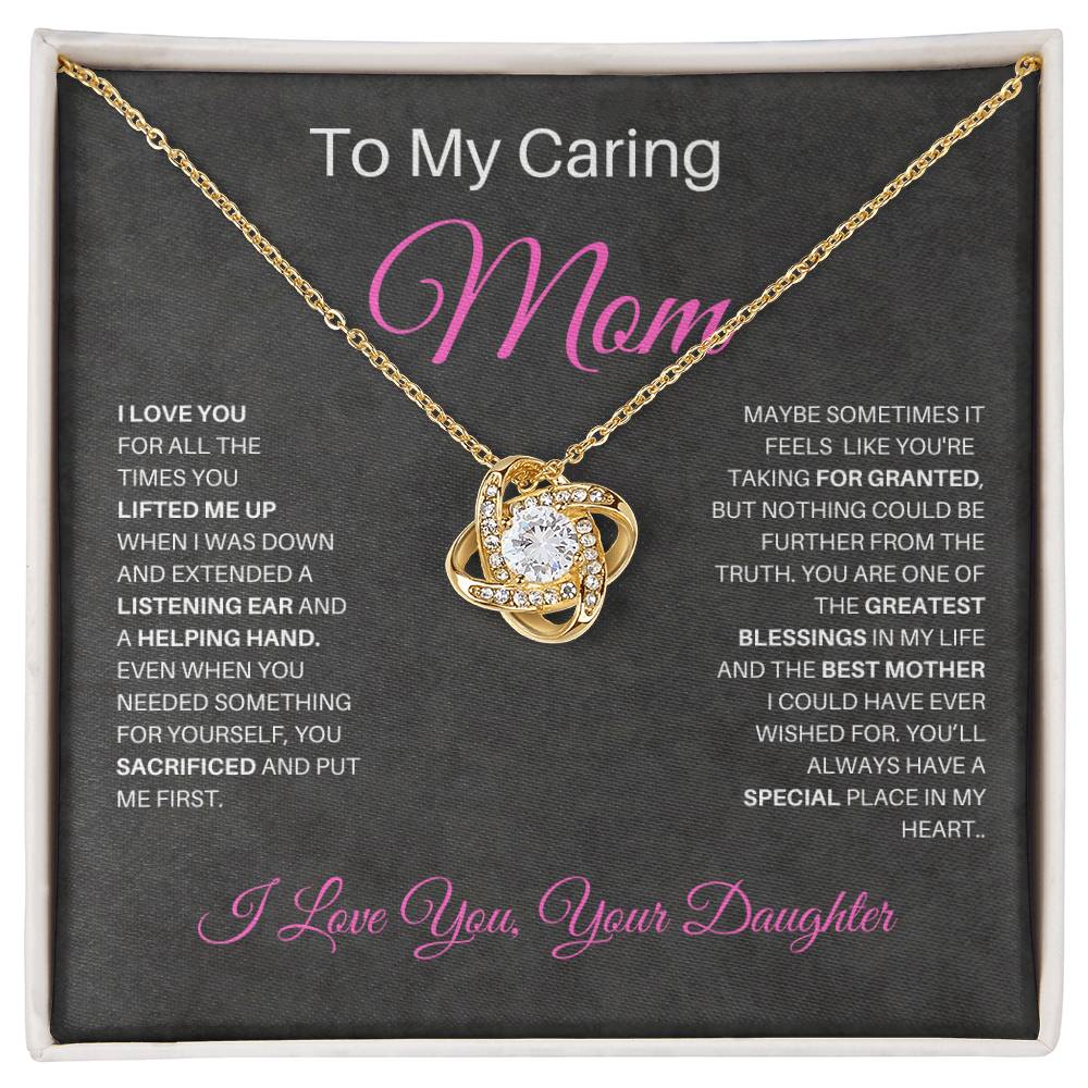 Gift for Mom Love Knot Necklace | Gift for Mom From Daughter, To My Caring Mom Gift, Gift from Daughter, Mom Gift