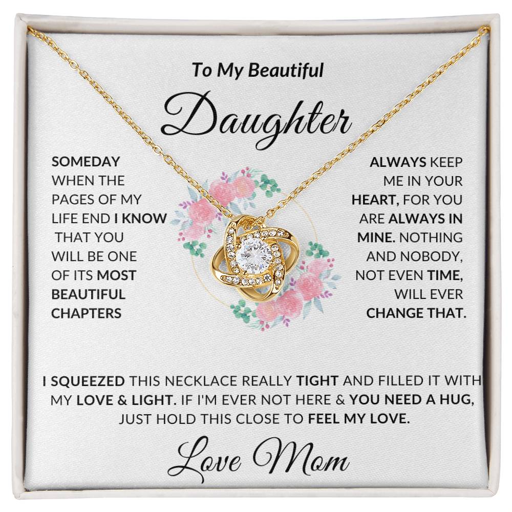 To My Beautiful Daughter Necklace from Mom | Special Gift for Daughter from Mom, Love Knot Necklace