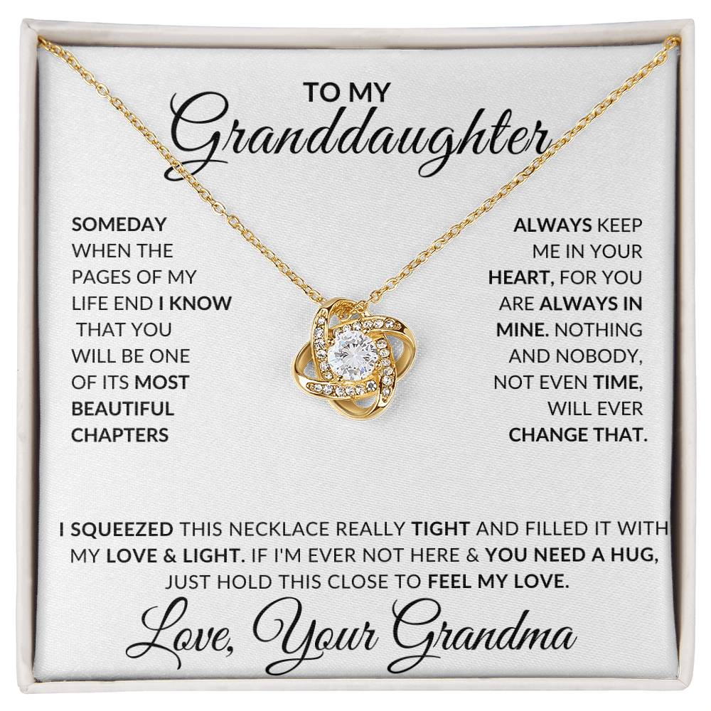 To My Granddaughter, Love Grandma | Gift for Granddaughter from Grandma, Useful Gift for Granddaughter, Love Knot Necklace
