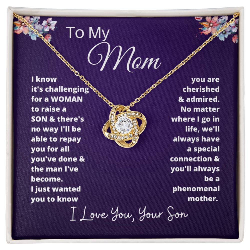 Gift for Mom Love Knot Necklace | Gift for Mom From Son, To My Mom Gift