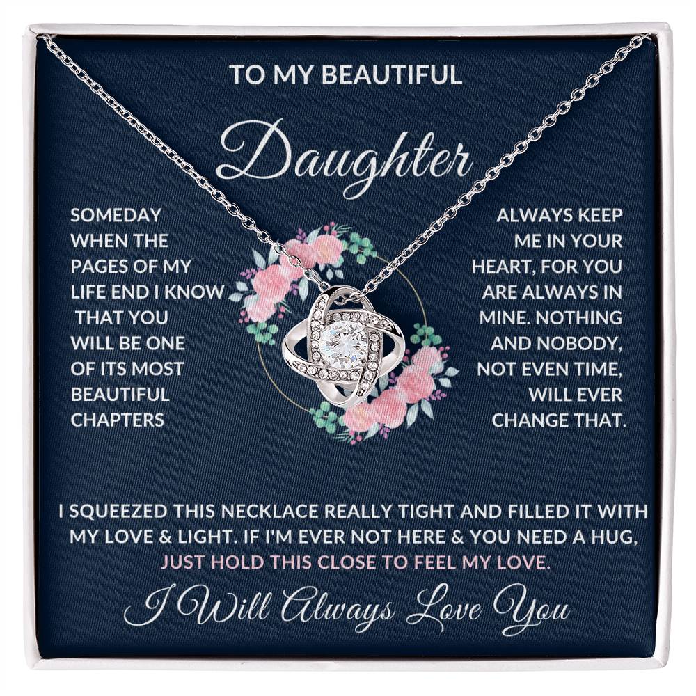 To My Daughter Necklace | Useful Gift for Daughter from Dad or Mom, Daughter Gift, Love Knot Necklace