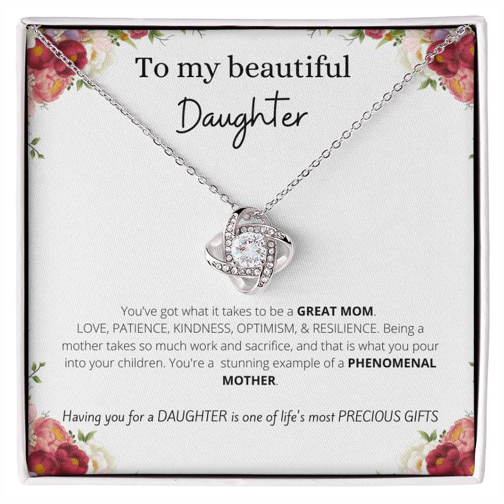 To My Daughter Love Knot Necklace | Good Gift for Daughter from Mom, Gift from Dad, Daughter Gift