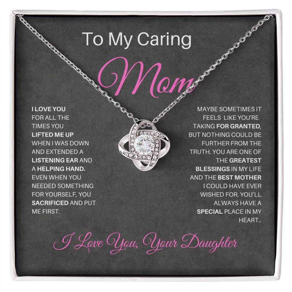 Gift for Mom Love Knot Necklace | Gift for Mom From Daughter, To My Caring Mom Gift, Gift from Daughter, Mom Gift