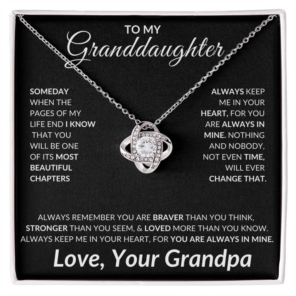 To My Granddaughter Love Knot Necklace | Unique Gift for Granddaughter from Grandpa, Gift from Grandpa