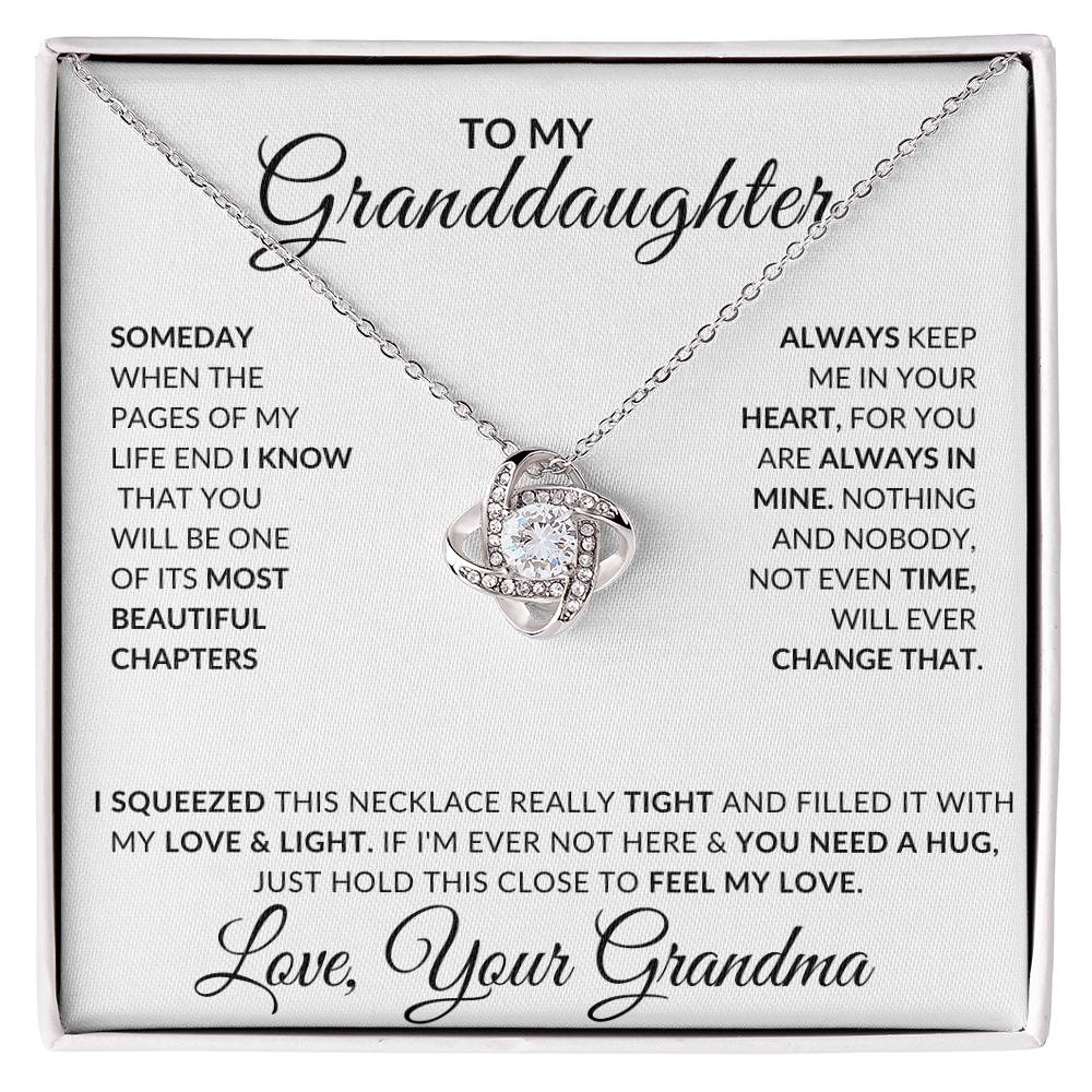 To My Granddaughter, Love Grandma | Gift for Granddaughter from Grandma, Useful Gift for Granddaughter, Love Knot Necklace