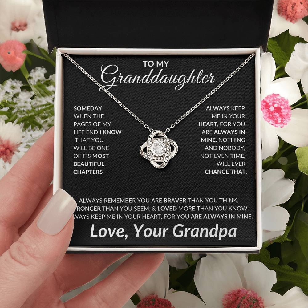 To My Granddaughter Love Knot Necklace | Unique Gift for Granddaughter from Grandpa, Gift from Grandpa
