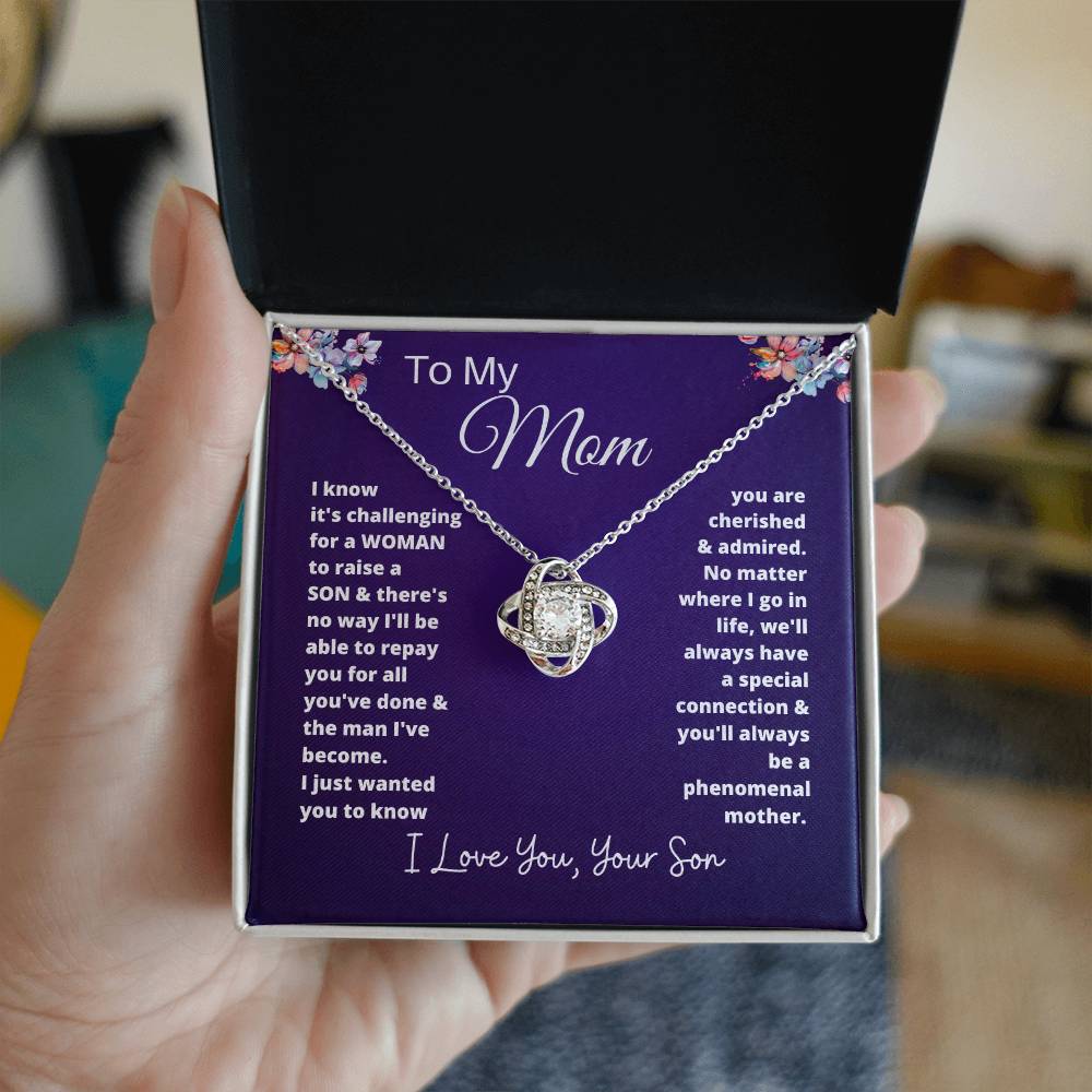 Gift for Mom Love Knot Necklace | Gift for Mom From Son, To My Mom Gift