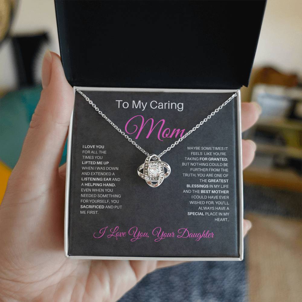 Gift for Mom Love Knot Necklace | Gift for Mom From Daughter, To My Caring Mom Gift, Gift from Daughter, Mom Gift
