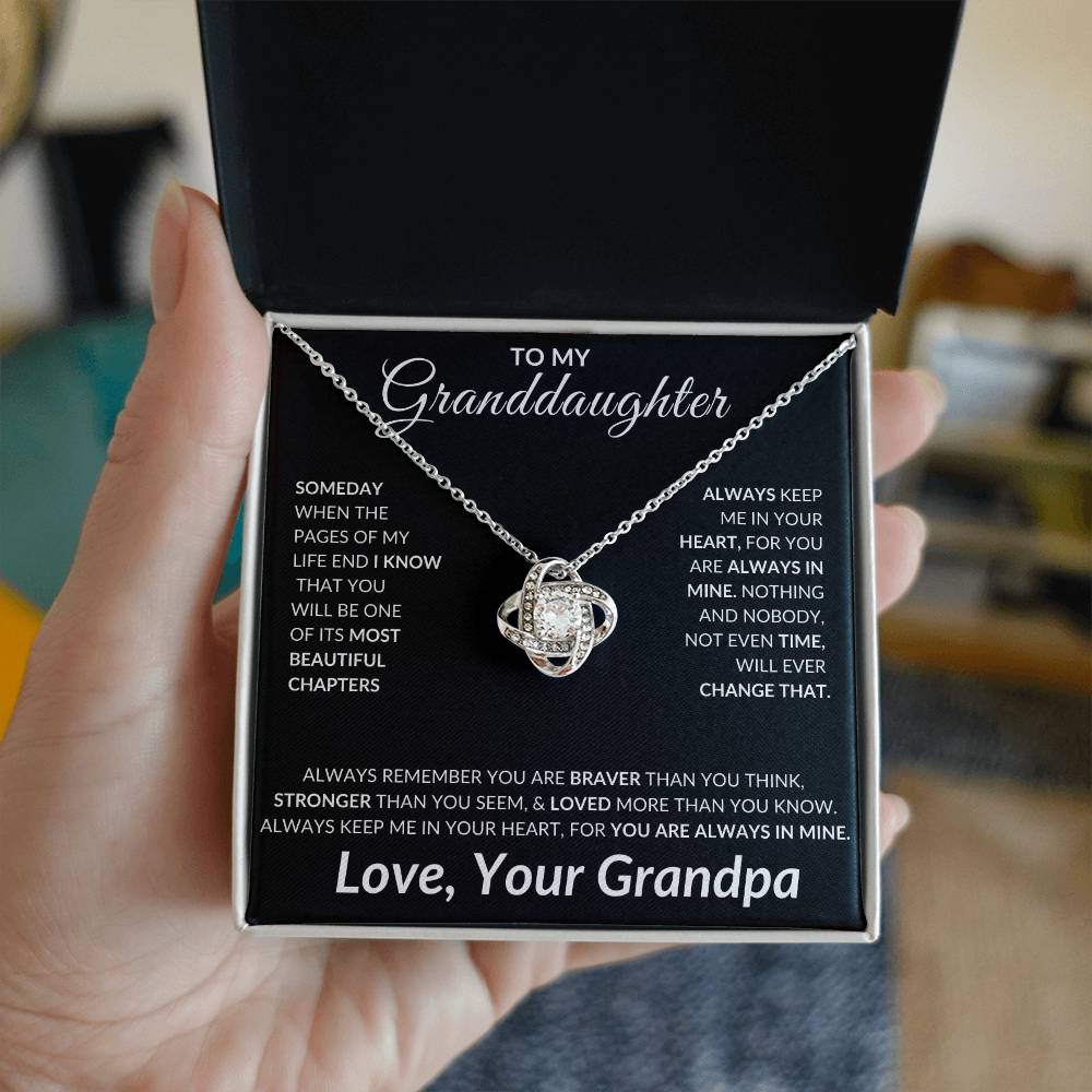 To My Granddaughter Love Knot Necklace | Unique Gift for Granddaughter from Grandpa, Gift from Grandpa