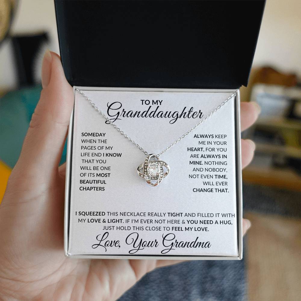 To My Granddaughter, Love Grandma | Gift for Granddaughter from Grandma, Useful Gift for Granddaughter, Love Knot Necklace