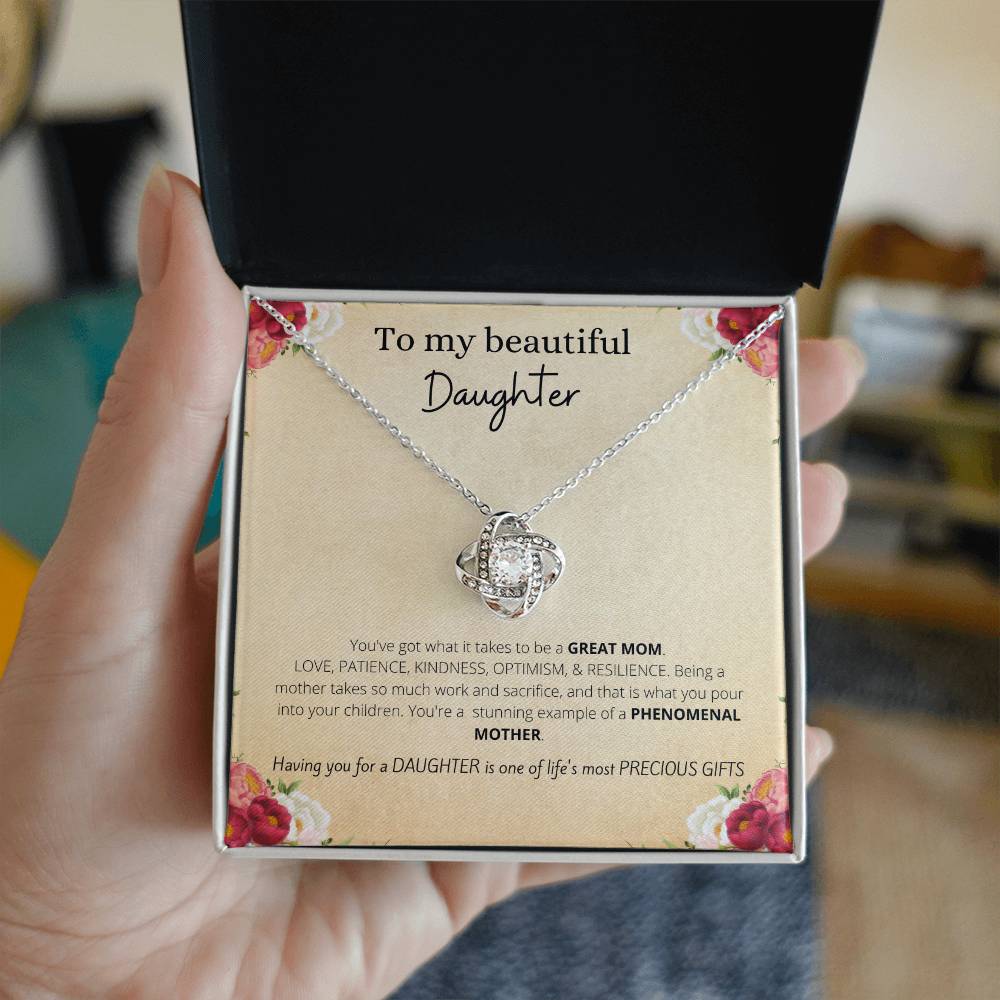 Unique Gift for Daughter Love Knot Necklace | To My Beautiful Daughter