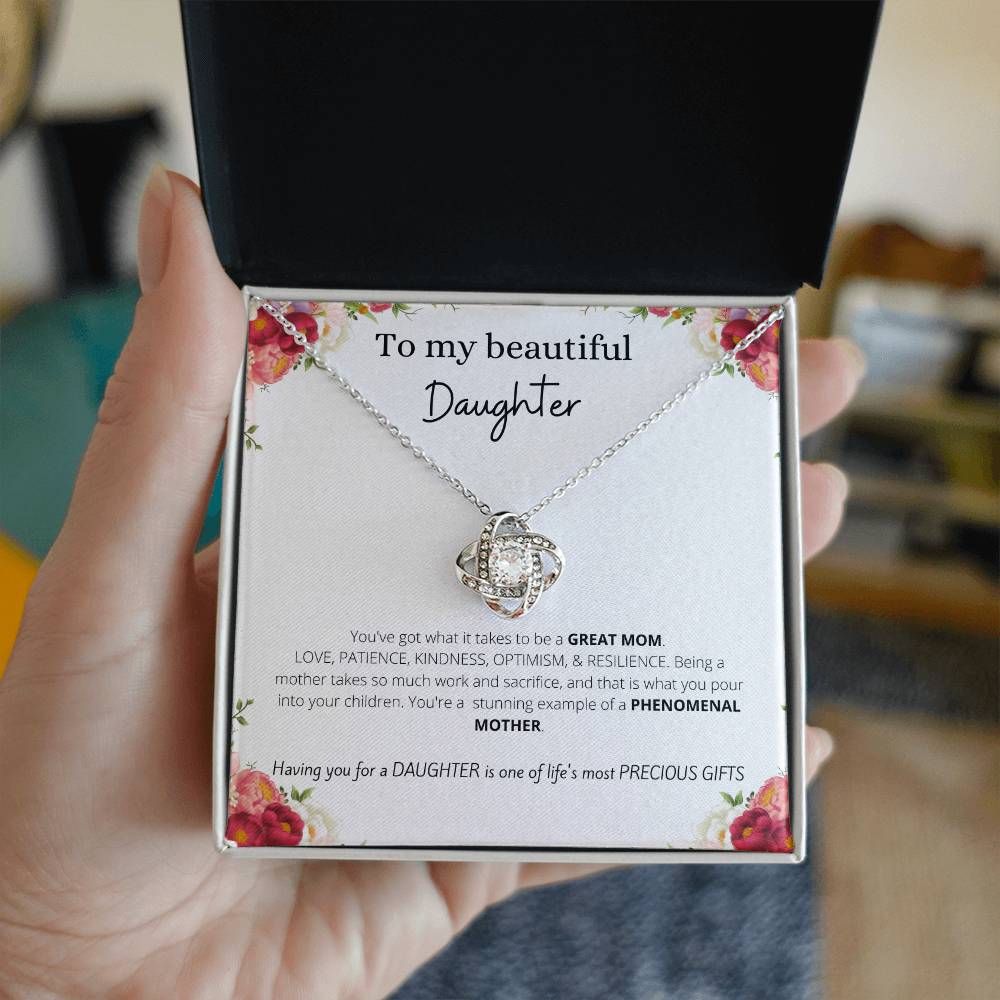 To My Daughter Love Knot Necklace | Good Gift for Daughter from Mom, Gift from Dad, Daughter Gift