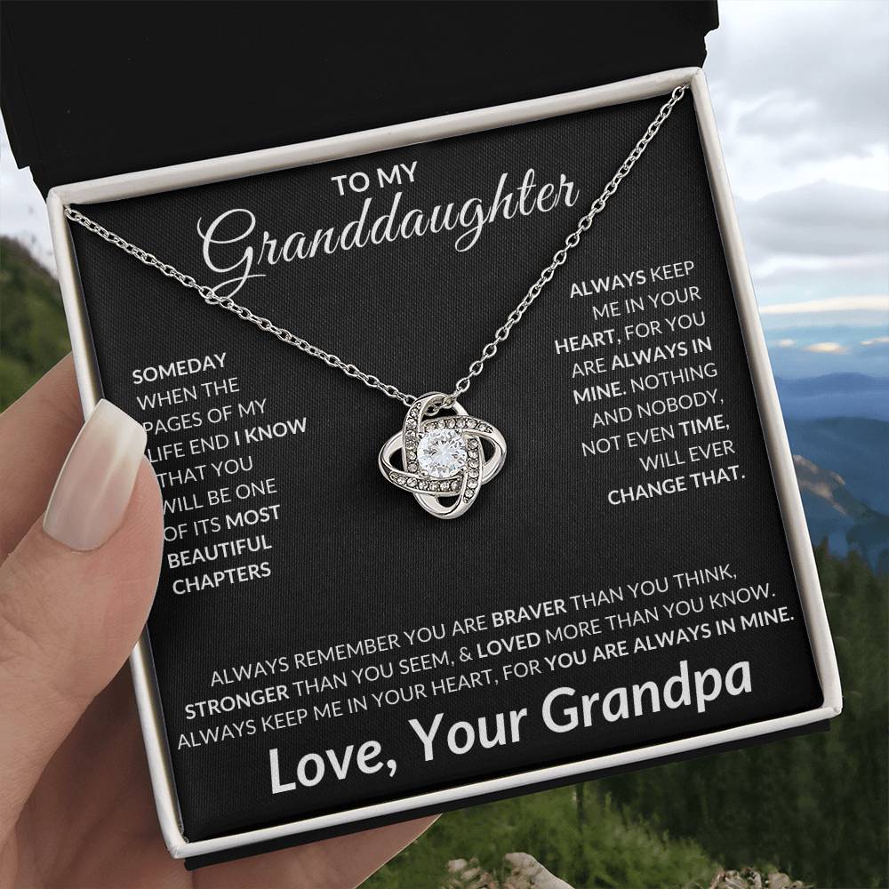 To My Granddaughter Love Knot Necklace | Unique Gift for Granddaughter from Grandpa, Gift from Grandpa
