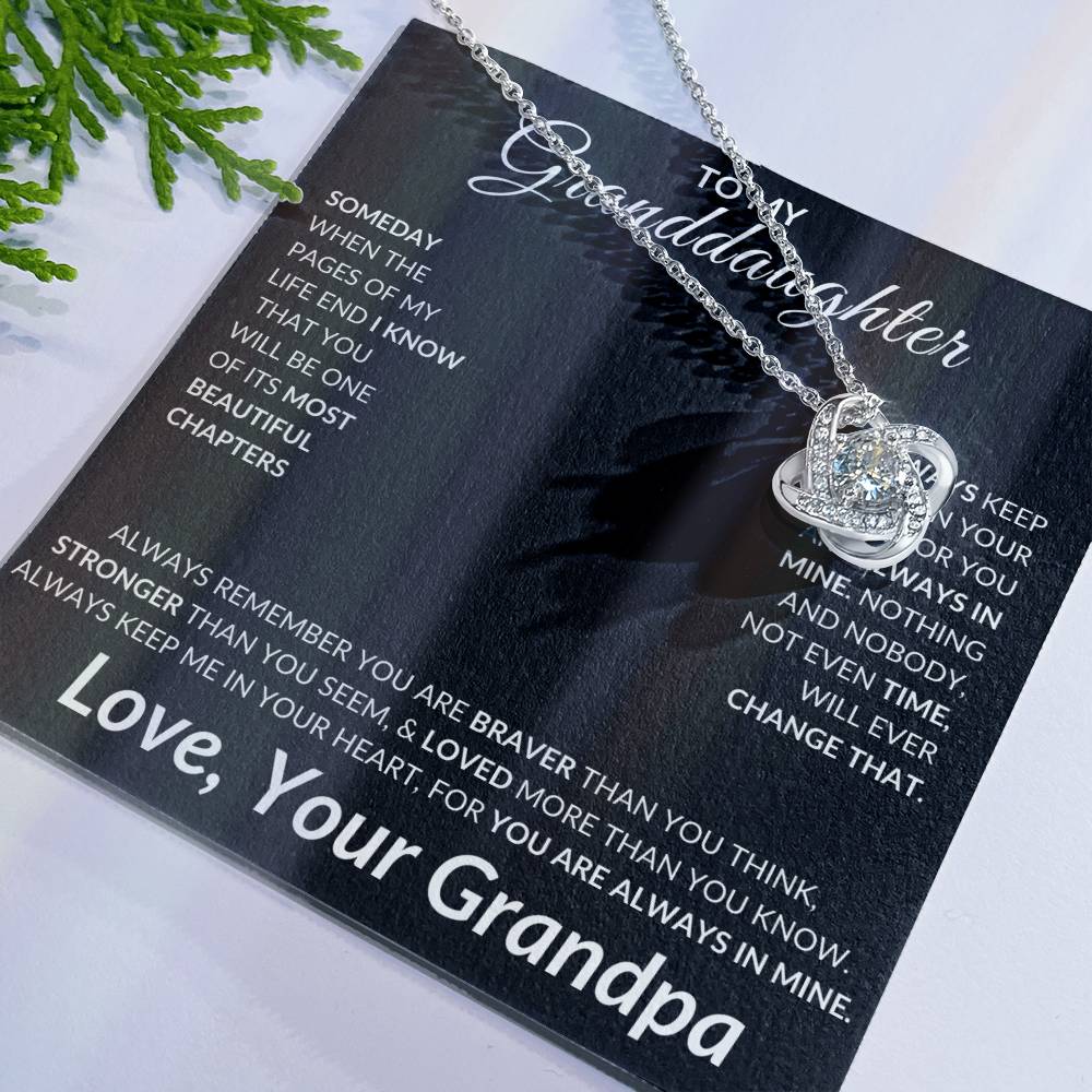 To My Granddaughter Love Knot Necklace | Unique Gift for Granddaughter from Grandpa, Gift from Grandpa