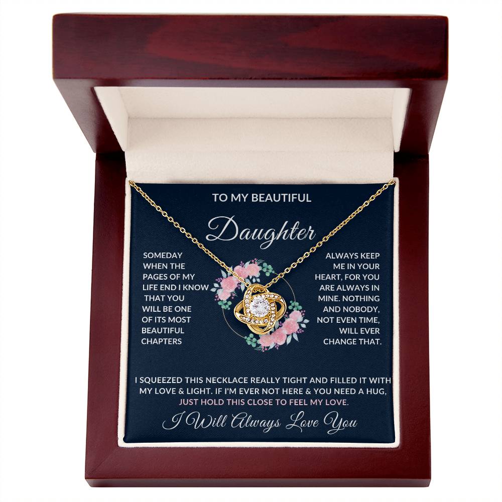 To My Daughter Necklace | Useful Gift for Daughter from Dad or Mom, Daughter Gift, Love Knot Necklace