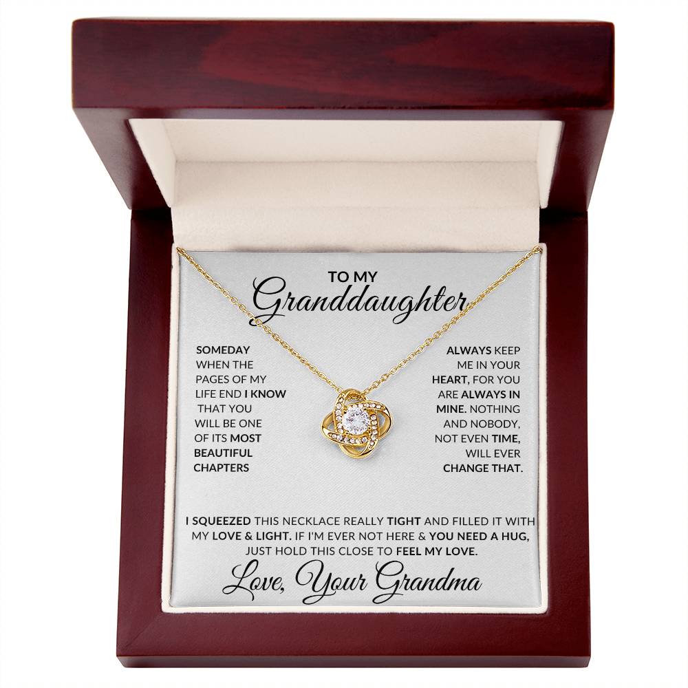 To My Granddaughter, Love Grandma | Gift for Granddaughter from Grandma, Useful Gift for Granddaughter, Love Knot Necklace