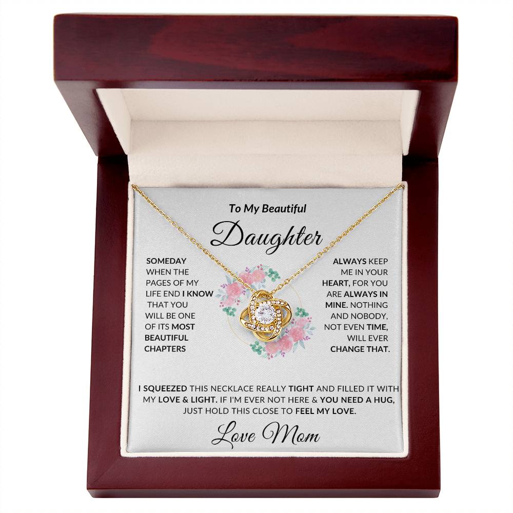 To My Beautiful Daughter Necklace from Mom | Special Gift for Daughter from Mom, Love Knot Necklace
