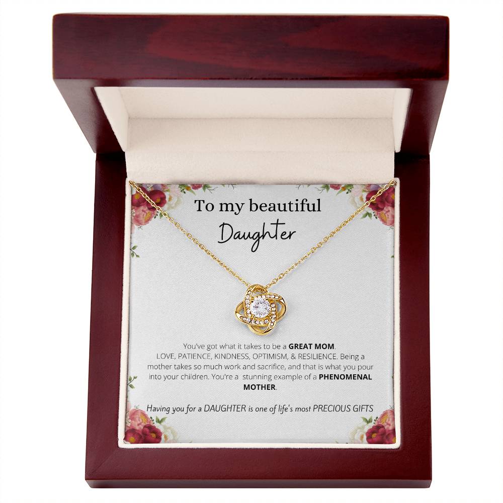 To My Daughter Love Knot Necklace | Good Gift for Daughter from Mom, Gift from Dad, Daughter Gift