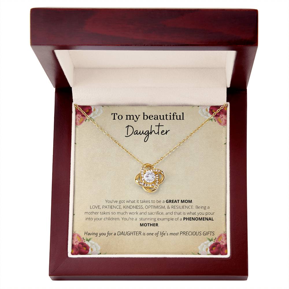 Unique Gift for Daughter Love Knot Necklace | To My Beautiful Daughter