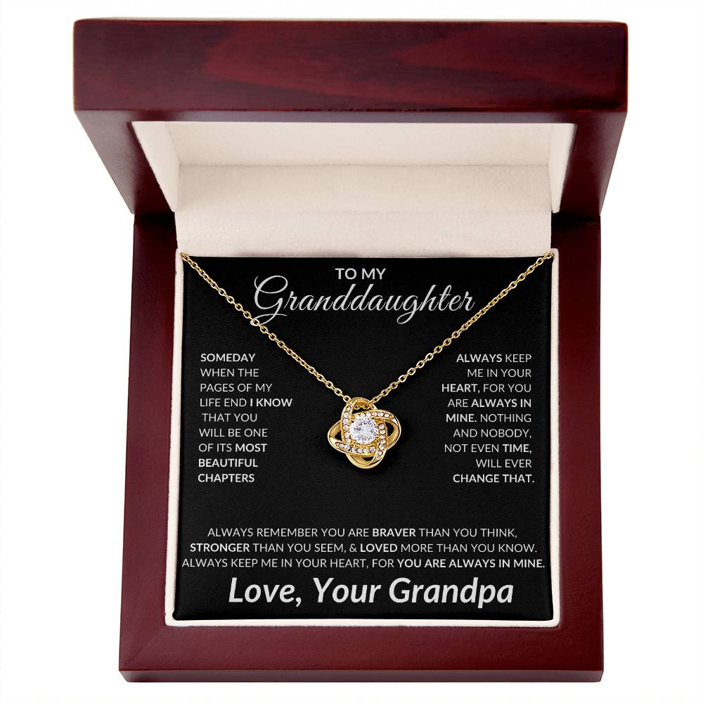 To My Granddaughter Love Knot Necklace | Unique Gift for Granddaughter from Grandpa, Gift from Grandpa