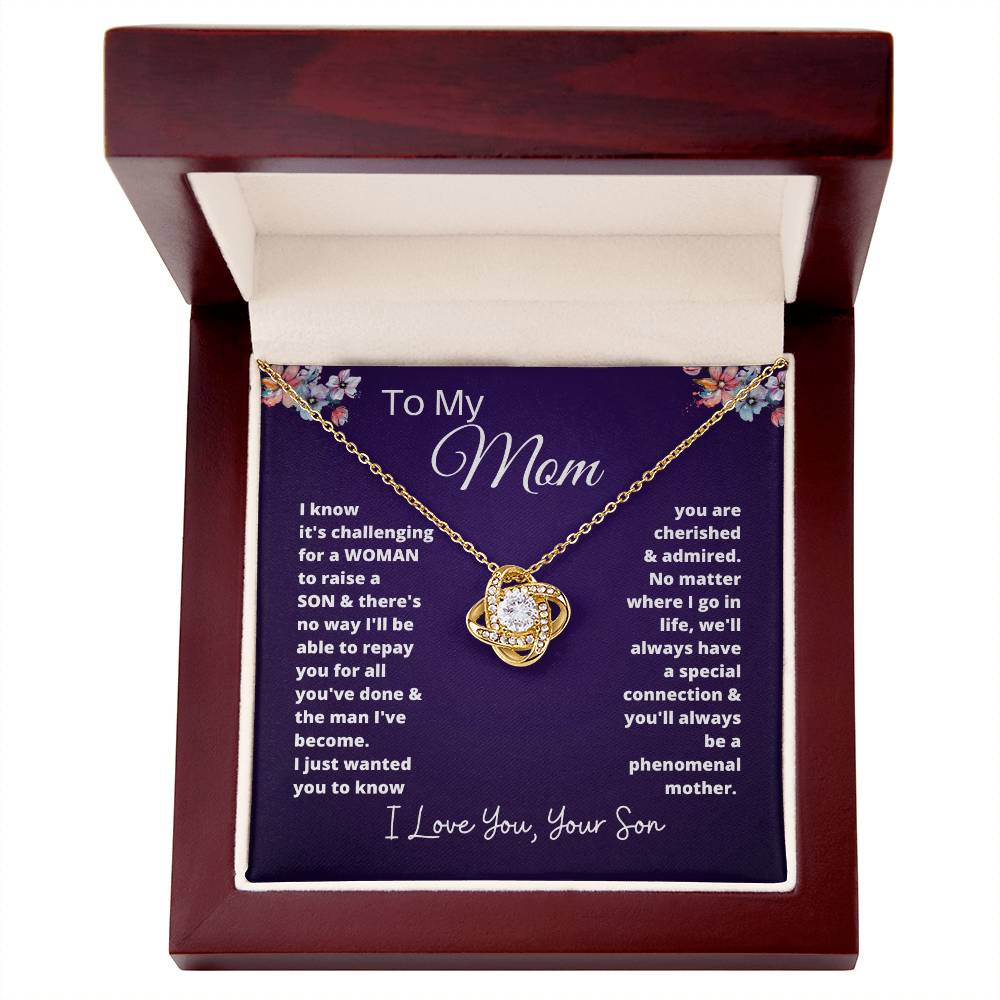 Gift for Mom Love Knot Necklace | Gift for Mom From Son, To My Mom Gift