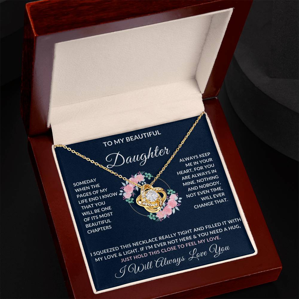 To My Daughter Necklace | Useful Gift for Daughter from Dad or Mom, Daughter Gift, Love Knot Necklace
