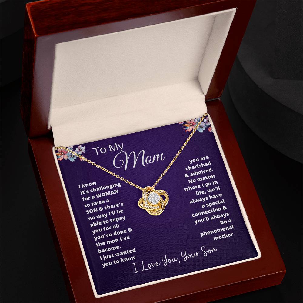 Gift for Mom Love Knot Necklace | Gift for Mom From Son, To My Mom Gift