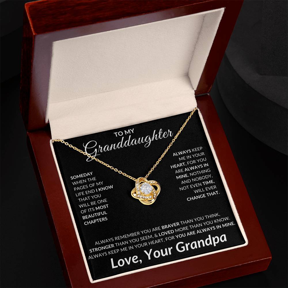 To My Granddaughter Love Knot Necklace | Unique Gift for Granddaughter from Grandpa, Gift from Grandpa