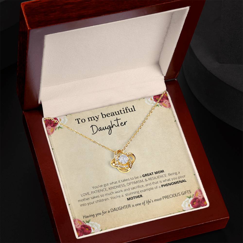 Unique Gift for Daughter Love Knot Necklace | To My Beautiful Daughter