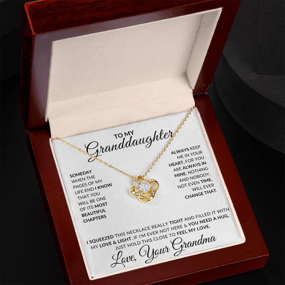 To My Granddaughter, Love Grandma | Gift for Granddaughter from Grandma, Useful Gift for Granddaughter, Love Knot Necklace