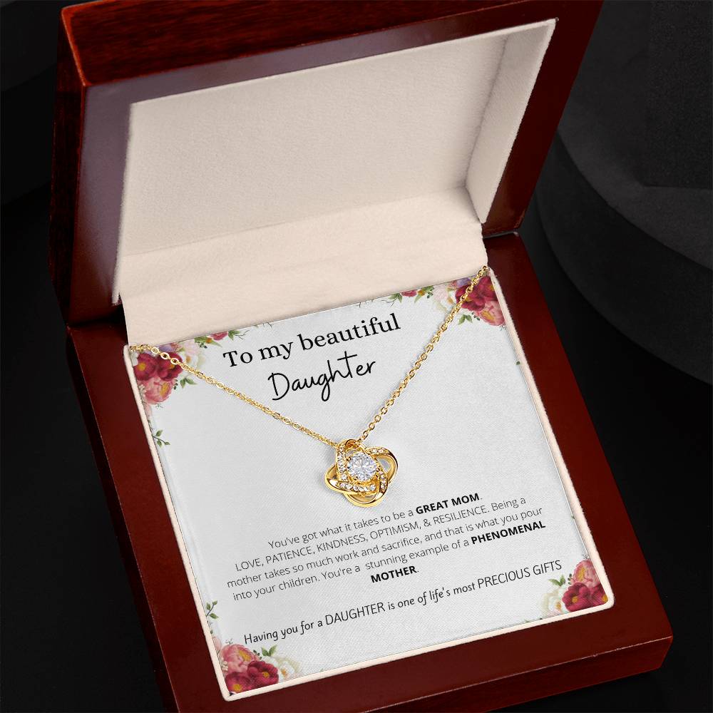 To My Daughter Love Knot Necklace | Good Gift for Daughter from Mom, Gift from Dad, Daughter Gift