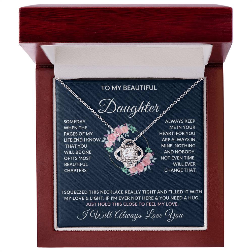 To My Daughter Necklace | Useful Gift for Daughter from Dad or Mom, Daughter Gift, Love Knot Necklace