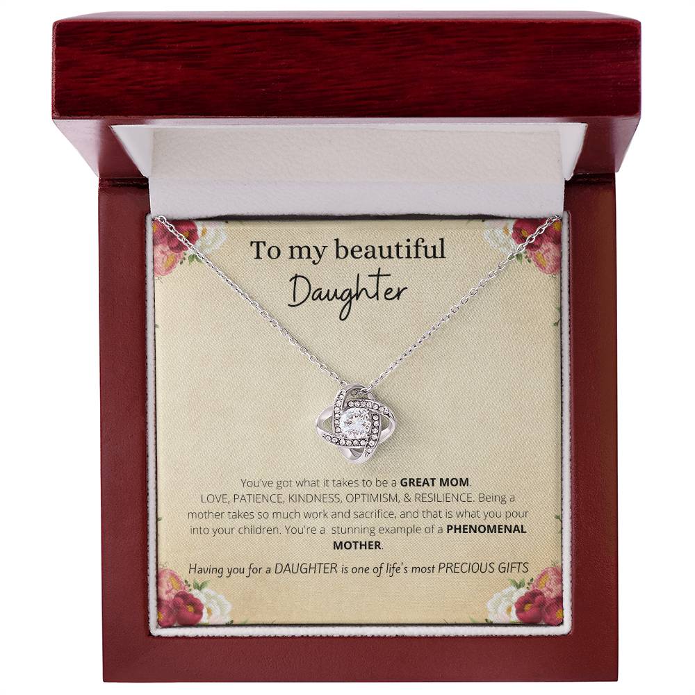Unique Gift for Daughter Love Knot Necklace | To My Beautiful Daughter